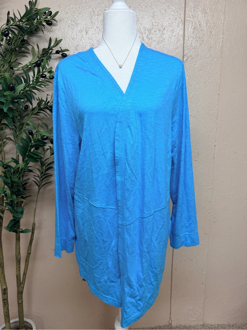 Chico's Bright Turquoise Scoop Neck Cardi
